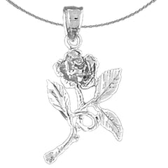 Sterling Silver Flower Pendant (Rhodium or Yellow Gold-plated)