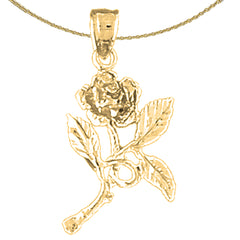 Colgante de flor de plata de ley (bañado en rodio o oro amarillo)
