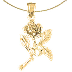 Sterling Silver Flower Pendant (Rhodium or Yellow Gold-plated)