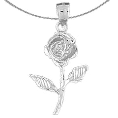 Sterling Silver Flower Pendant (Rhodium or Yellow Gold-plated)