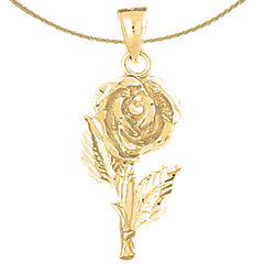 Sterling Silver Flower Pendant (Rhodium or Yellow Gold-plated)