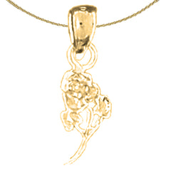 Blumenanhänger aus Sterlingsilber (rhodiniert oder gelbvergoldet)