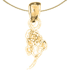 Sterling Silver Flower Pendant (Rhodium or Yellow Gold-plated)