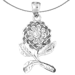 Sterling Silver Flower Pendant (Rhodium or Yellow Gold-plated)