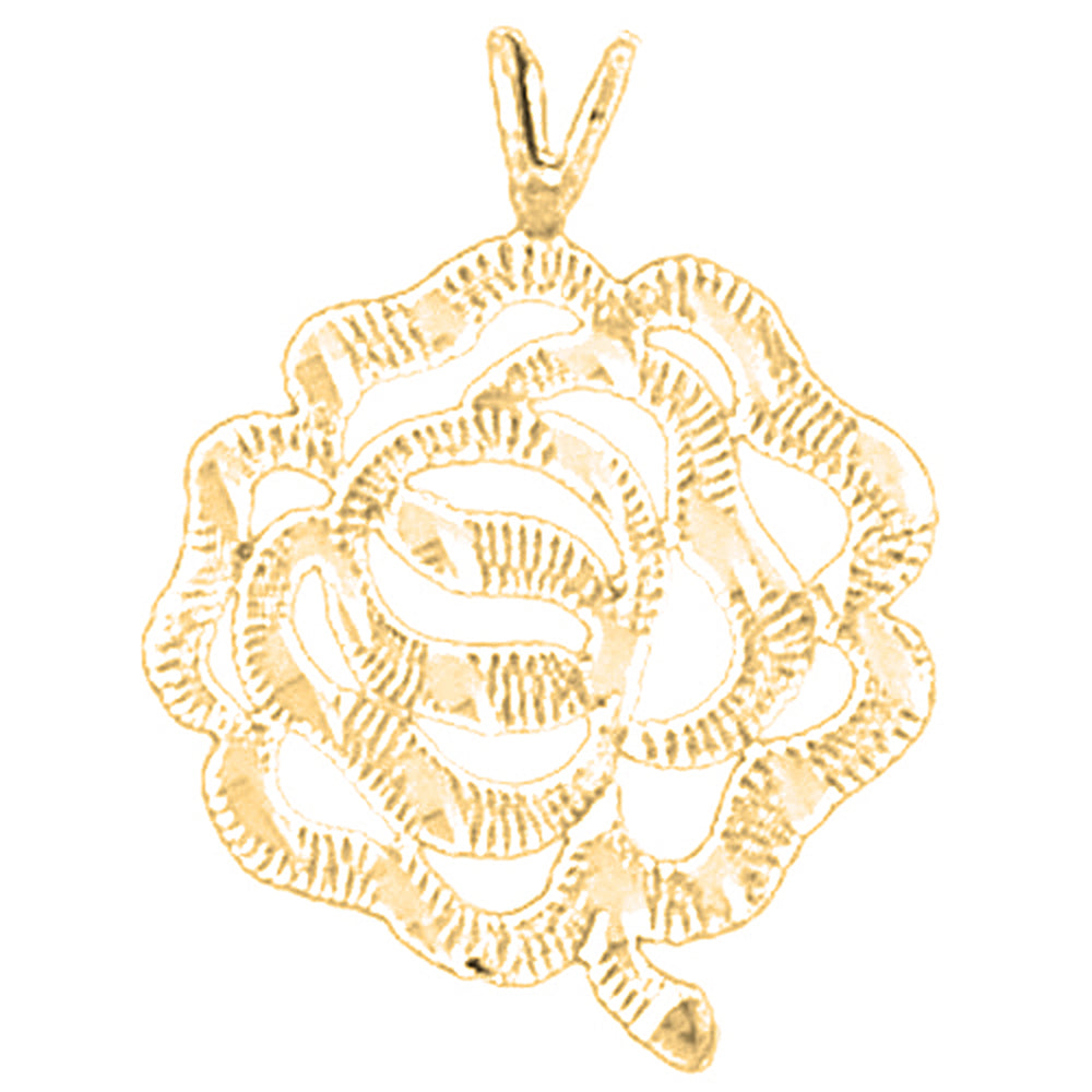 Yellow Gold-plated Silver Flower Pendant