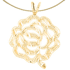 Sterling Silver Flower Pendant (Rhodium or Yellow Gold-plated)