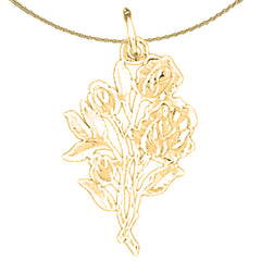 Sterling Silver Flower Pendant (Rhodium or Yellow Gold-plated)