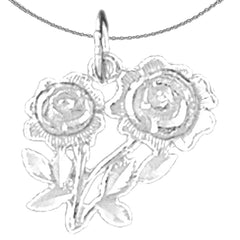 Sterling Silver Flower Pendant (Rhodium or Yellow Gold-plated)