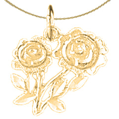 Sterling Silver Flower Pendant (Rhodium or Yellow Gold-plated)