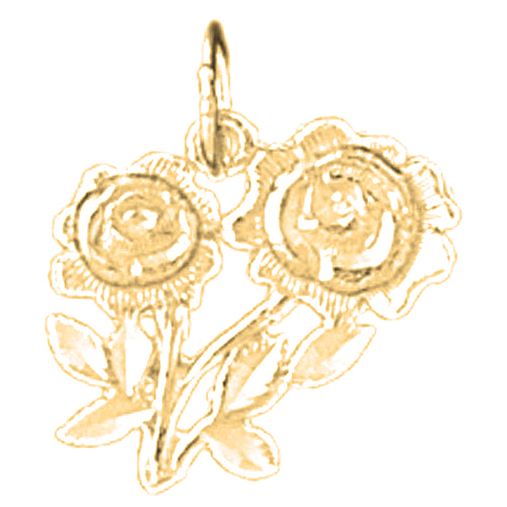 Yellow Gold-plated Silver Flower Pendant