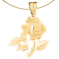 Sterling Silver Flower Pendant (Rhodium or Yellow Gold-plated)