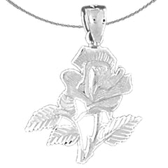 Sterling Silver Flower Pendant (Rhodium or Yellow Gold-plated)