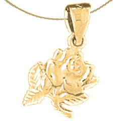 Sterling Silver Flower Pendant (Rhodium or Yellow Gold-plated)