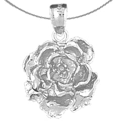 Sterling Silver Flower Pendant (Rhodium or Yellow Gold-plated)