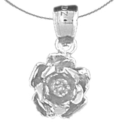 Sterling Silver Flower Pendant (Rhodium or Yellow Gold-plated)