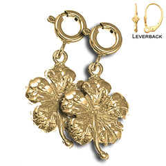 14K or 18K Gold 20mm Hibiscus Flower Earrings