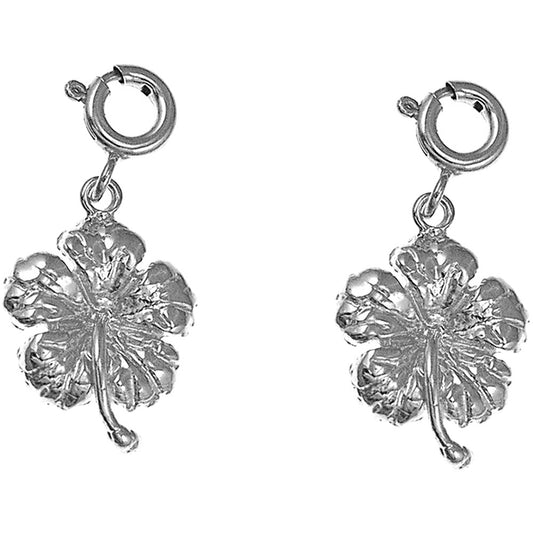 Sterling Silver 20mm Hibiscus Flower Earrings