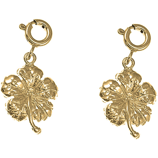 Yellow Gold-plated Silver 20mm Hibiscus Flower Earrings