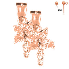 14K or 18K Gold 20mm 3D Hibiscus Flower Earrings
