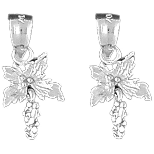 Sterling Silver 20mm 3D Hibiscus Flower Earrings