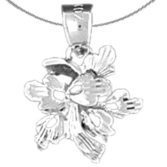 Sterling Silver Flower Pendant (Rhodium or Yellow Gold-plated)