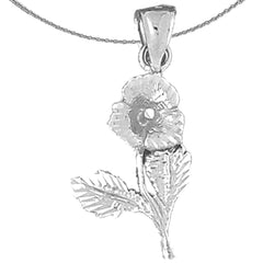 Sterling Silver Flower Pendant (Rhodium or Yellow Gold-plated)