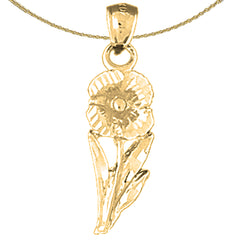 Sterling Silver Flower Pendant (Rhodium or Yellow Gold-plated)