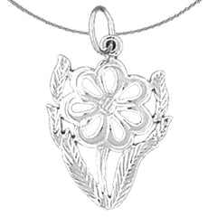 Sterling Silver Flower Pendant (Rhodium or Yellow Gold-plated)