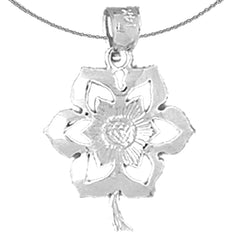 Sterling Silver Flower Pendant (Rhodium or Yellow Gold-plated)