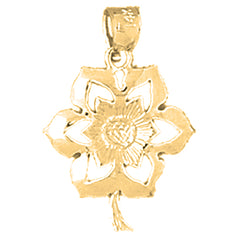 Yellow Gold-plated Silver Flower Pendant