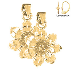 14K or 18K Gold 21mm Flower Earrings