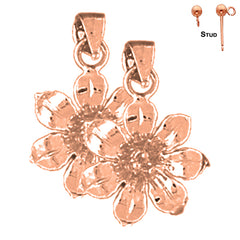 14K or 18K Gold 21mm Flower Earrings