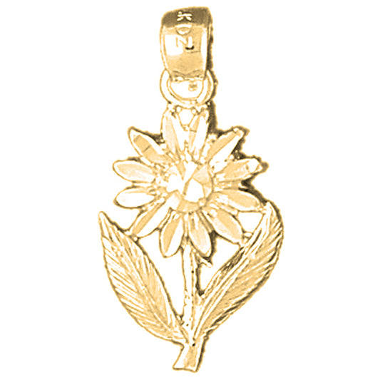 Yellow Gold-plated Silver Flower Pendant