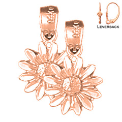 14K or 18K Gold 16mm Daisy Flower Earrings