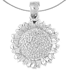 Sterling Silver Flower Pendant (Rhodium or Yellow Gold-plated)