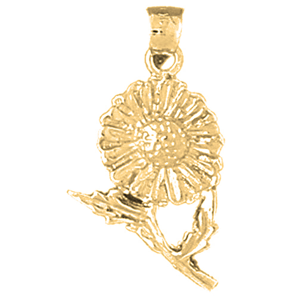 Yellow Gold-plated Silver Flower Pendant