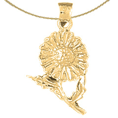 Sterling Silver Flower Pendant (Rhodium or Yellow Gold-plated)