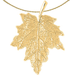 Sterling Silver Maple Leaf Pendant (Rhodium or Yellow Gold-plated)