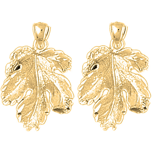 Yellow Gold-plated Silver 25mm Fig Leaf Earrings