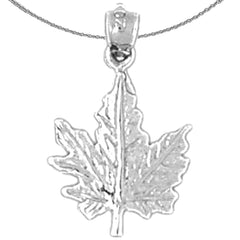 Sterling Silver Maple Leaf Pendant (Rhodium or Yellow Gold-plated)