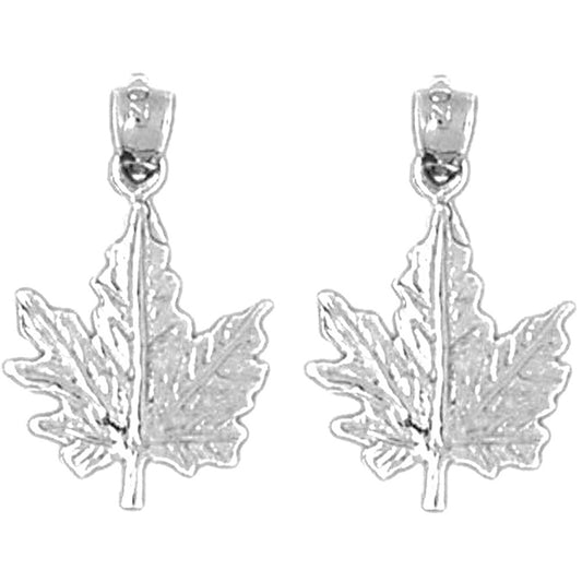 Sterling Silver 22mm Maple Leaf Earrings