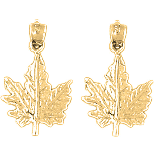 Yellow Gold-plated Silver 22mm Maple Leaf Earrings