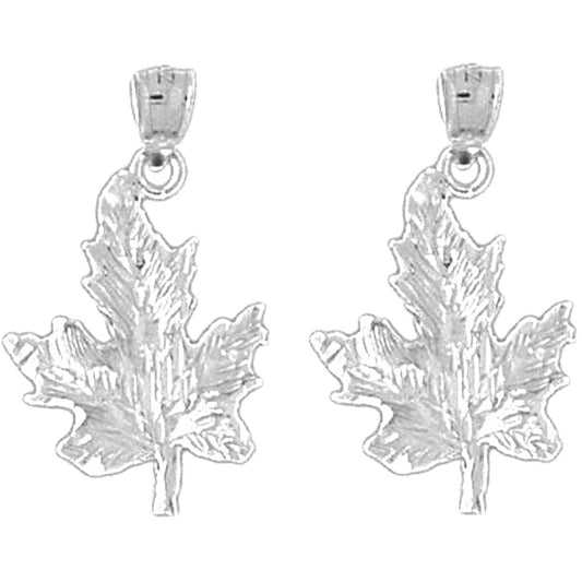 Sterling Silver 27mm Maple Leaf Earrings