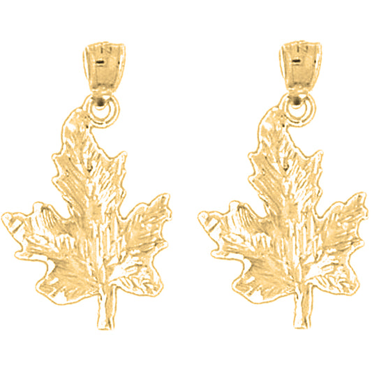 14K or 18K Gold 27mm Maple Leaf Earrings
