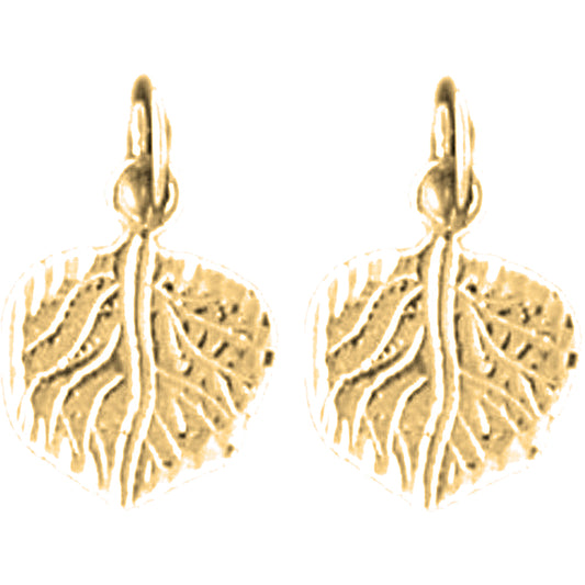Yellow Gold-plated Silver 15mm Aspen Leaf Earrings