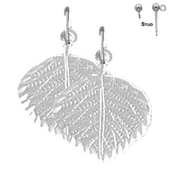 Sterling Silver 19mm Aspen Leaf Earrings (White or Yellow Gold Plated)