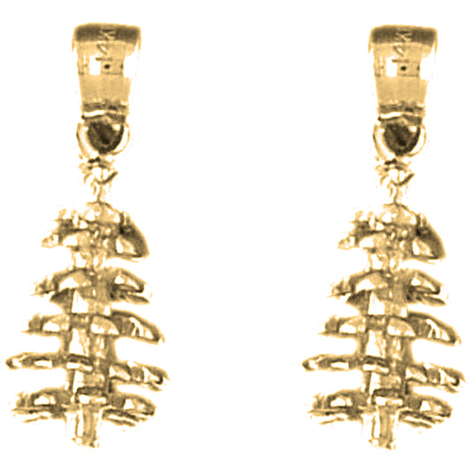 Yellow Gold-plated Silver 23mm 3D Pine Cone Earrings
