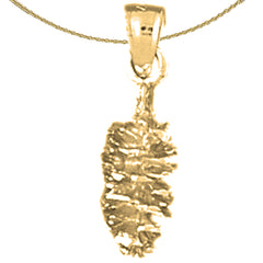 Sterling Silver 3D Pine Cone Pendant (Rhodium or Yellow Gold-plated)