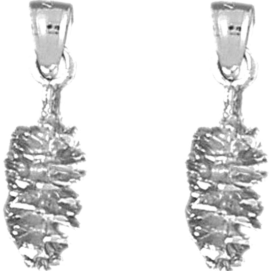 Sterling Silver 22mm 3D Pine Cone Earrings