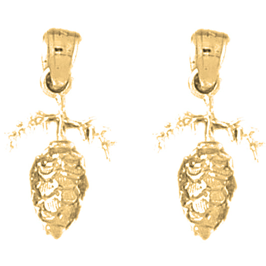 Yellow Gold-plated Silver 22mm 3D Pine Cone Earrings